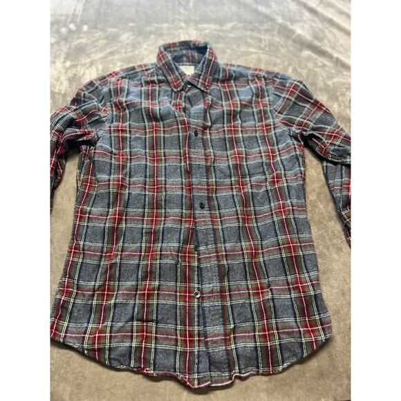 LL BEAN Long Sleeve Shirt Slightly Fitted Rustic Red Plaid Cotton MEDIUM Flannel - Picture 1 of 6